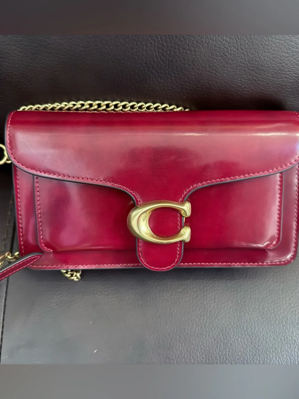 NWOT Coach Tabby Chain Clutch Ruby Spazzolato - Picture 3 of 6